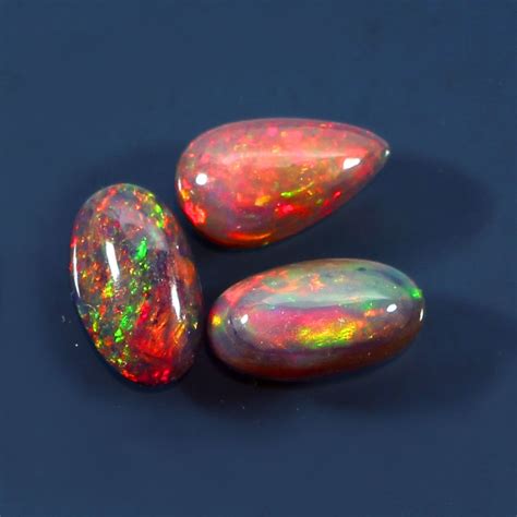 6x10mm Dark Galaxy Red Fire Opal Natural Ethiopian Opal Aaa Etsy