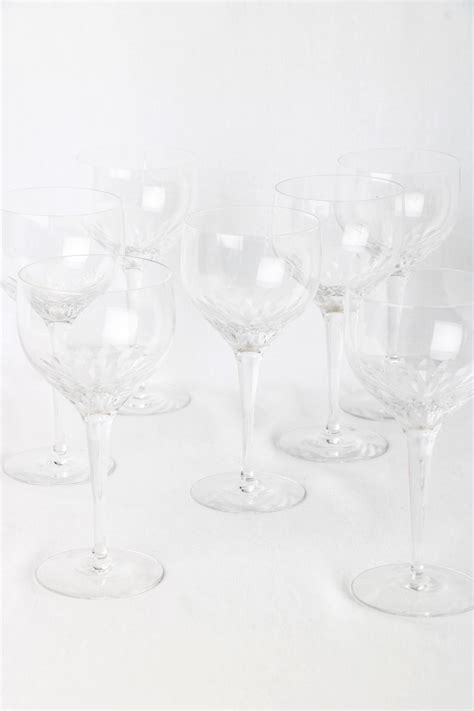 Hand Blown French Crystal Wine Glasses Set Of Seven Lambandnewt