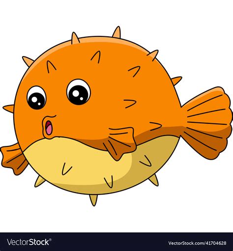 Pufferfish In Ocean Cartoon Clipart Royalty Free Vector