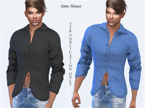 Sims Houses Mens Shirt Half Open Sims 4 Male Clothes Mens Shirts Sims
