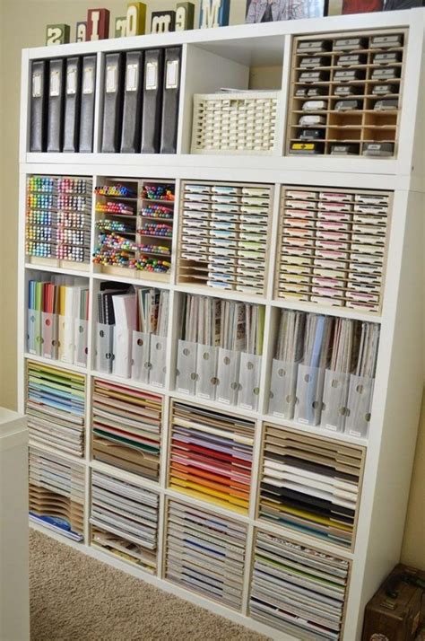 The slide out cabinet organizer is narrow but deep. 35 Flawless Craft Room Storage Organization Ideas On a ...
