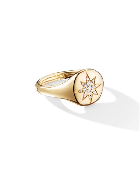 David Yurman 18k Gold Diamond Compass Pinky Ring Size 35 Neiman Marcus