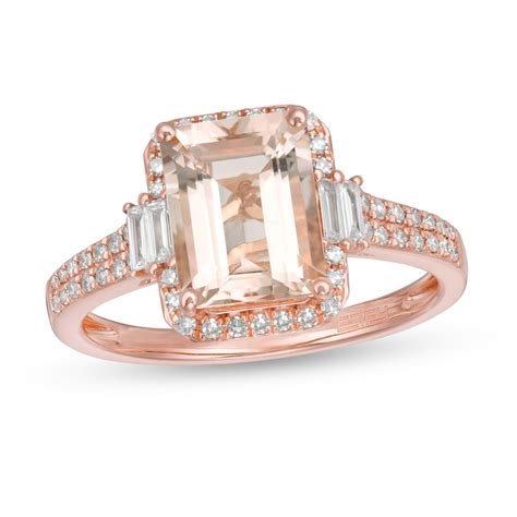 fine rings details about 4ct emerald brilliant morganite halo engagement ring solis 14k rose