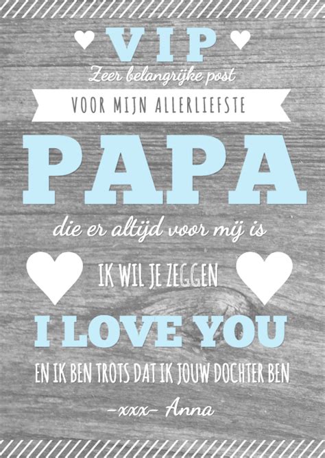 Zondag 16 juni is het vaderdag. Vaderdag affiche hout tekst hartjes | Kaartje2go