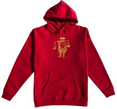 Shotta Man Embroidered Hoodie Red Spence Lee