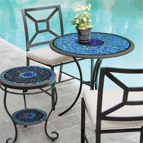 Handcrafted in morocco could be use indoor or outdoor as a patio dining table or garden decor. KNF Garden Designs KNF Mosaic Bistro Table - 30"