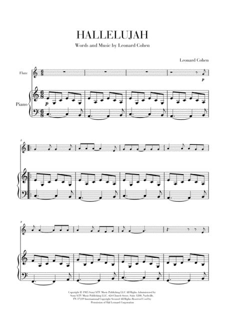 Hallelujah Sheet Music Lee Dewyze Flute And Piano