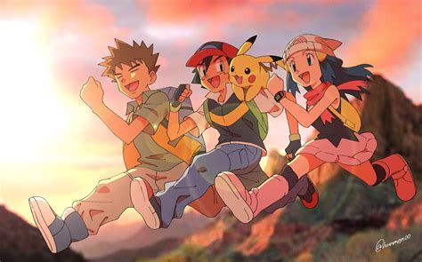 Pikachu Dawn Ash Ketchum And Brock Pokemon And More Drawn By Hungry Seishin Danbooru