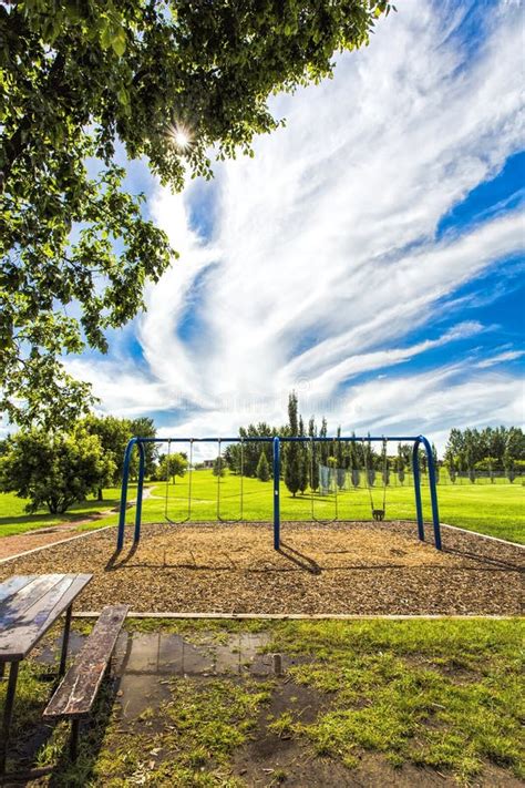 Swing Set In The Park Stock Image Image Of Tree Grass 34109823