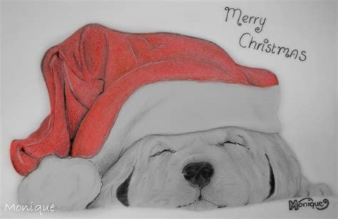 Drawing Christmas Puppy By Monique Art On Deviantart