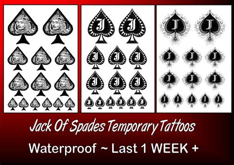 Jack Of Spades Hotwife Fetish Black X14 Tattoos Gay Temporary