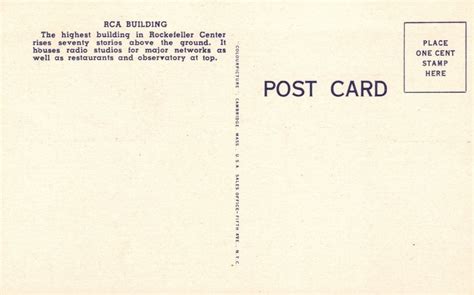 Vintage Postcard Rca Building Rockefeller Center Observatory Top New