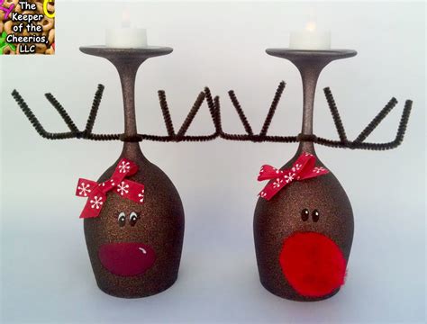 Whimsical Rudolph Wine Glass Candle Holders The Keeper Of The Cheerios