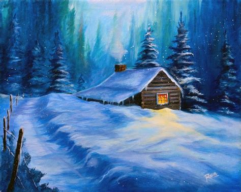 Snowbound Fine Art Winter Cabin By Rea Desantis Log Cabins In 2019