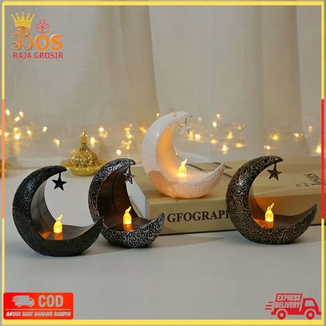 Lampu Lentera Bulan Bintang LED Warm White Dekorasi Hiasan LED Muslim Hiasan Idul Fitri Souvenir