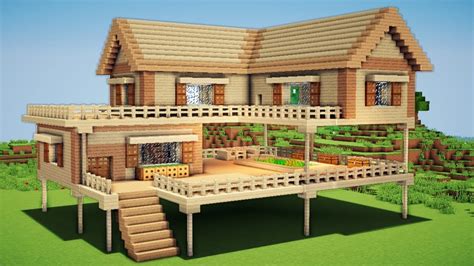 Minecraft Wooden Villa Big Minecraft Houses Minecraft House Designs Easy Minecraft Houses