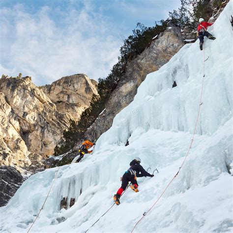 A Group Of Ice Climbers In South Tyrol Italy Editorial Image Image