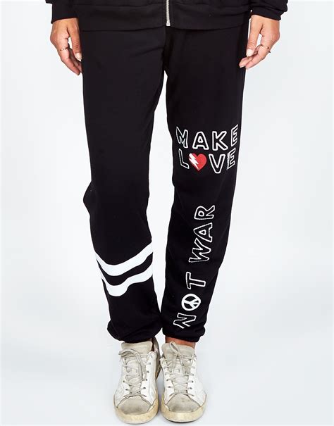 Lauren Moshi Women's Gia Make Love Not War Sweatpant