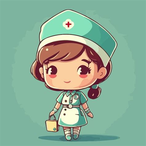 Personagem De Desenho Animado De Uma Enfermeira Com Um Sinal De Mais