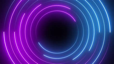 Abstract Neon Circle Blue And Purple Neon Circles Hi Tech Motion