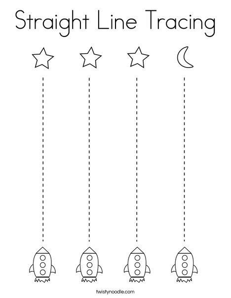 In this fine motor skills worksheet, students practice cutting along a dotted, straight line until they reach the picture of a christmas symbol. Straight Line Tracing Coloring Page - Twisty Noodle | Tracing worksheets preschool, Preschool ...