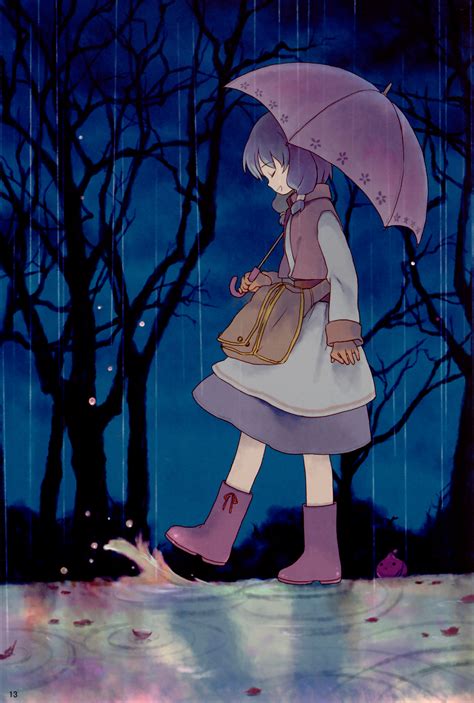 Anime Girl Walking In Rain