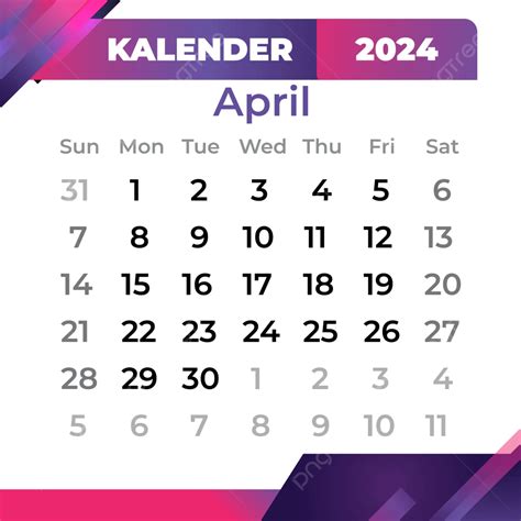 Calendar Month April 2024 Png Vector Psd And Clipart With