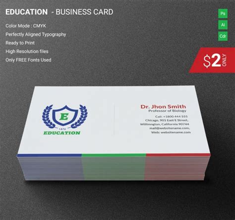 Simple And Smooth Education Business Card Template