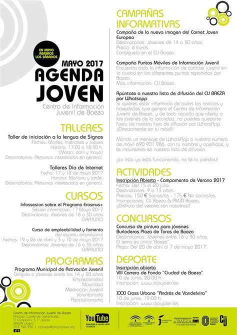 Agenda Joven Mayo 2017 Información Juvenil Baeza