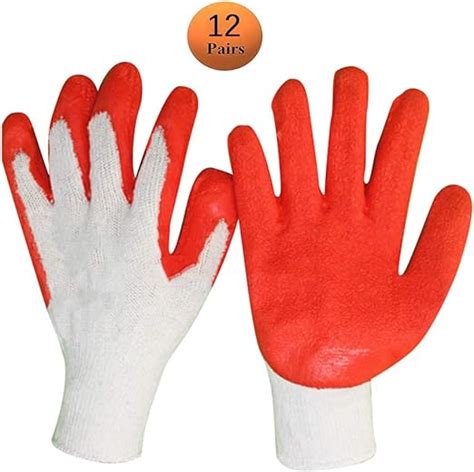 12 Pairs Latex Rubber Palm Coated Work Safety Gloves For Heavy Duty