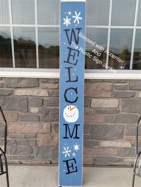 Large Welcome Signs Snowman Welcome Sign Snowman Decor Etsy