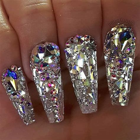 Sparkly 💎 Diamond Nails Bling Nails Diamond Nail Art