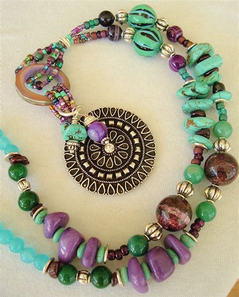 Bohemian Jewelry Gemstone Necklace Bohostyleme Handmade Layered