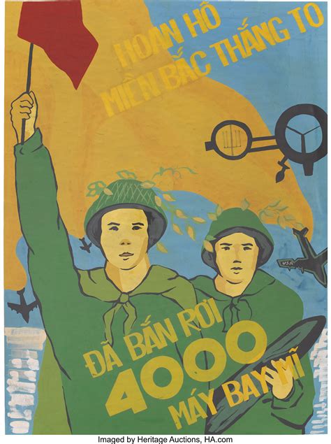 Vietnamese War Propaganda Poster Painting Hoan Ho Mien Bac Thang Lot