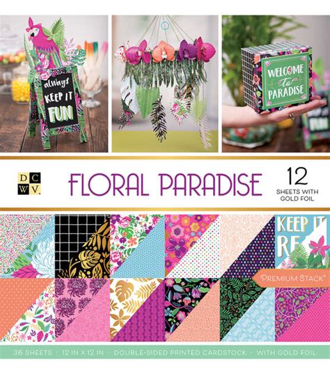 Dcwv Premium Stack Double Sided Printed Cardstock Floral Paradise Joann