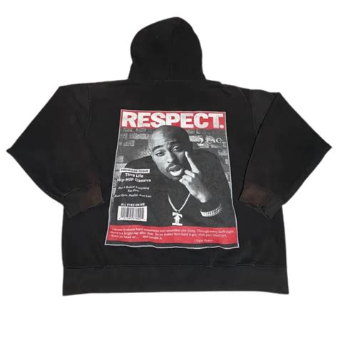 Vintage Tupac 2pac Hoodie Sweatshirt Respect Magazine Hip Hop Rap Mens
