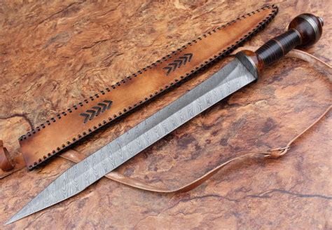 Damascus Steel Sword Handmade Knife 27 Inches Gladius