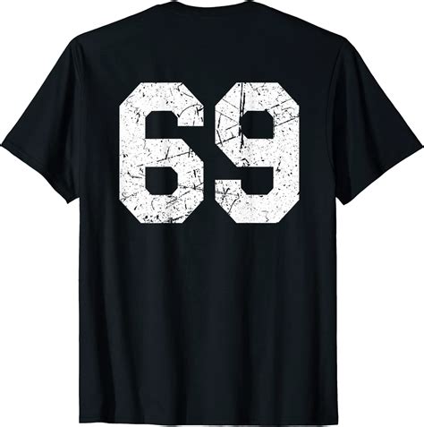 Jersey Uniform Number 69 Athletic Style Sports Back Graphic T Shirt