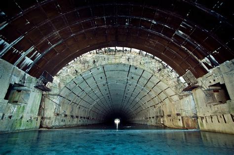 unfinished abandoned soviet submarine nuclear shelter for pacific fleet submarines pavlovsk