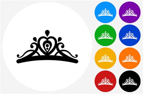 Tiara Icon On Flat Color Circle Buttons Stock Illustration Download