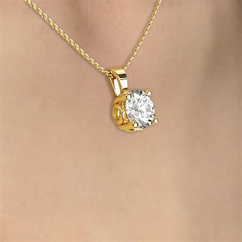 Lotus Flower Round Diamond Solitaire Necklace Pendant Gold Or Platinum