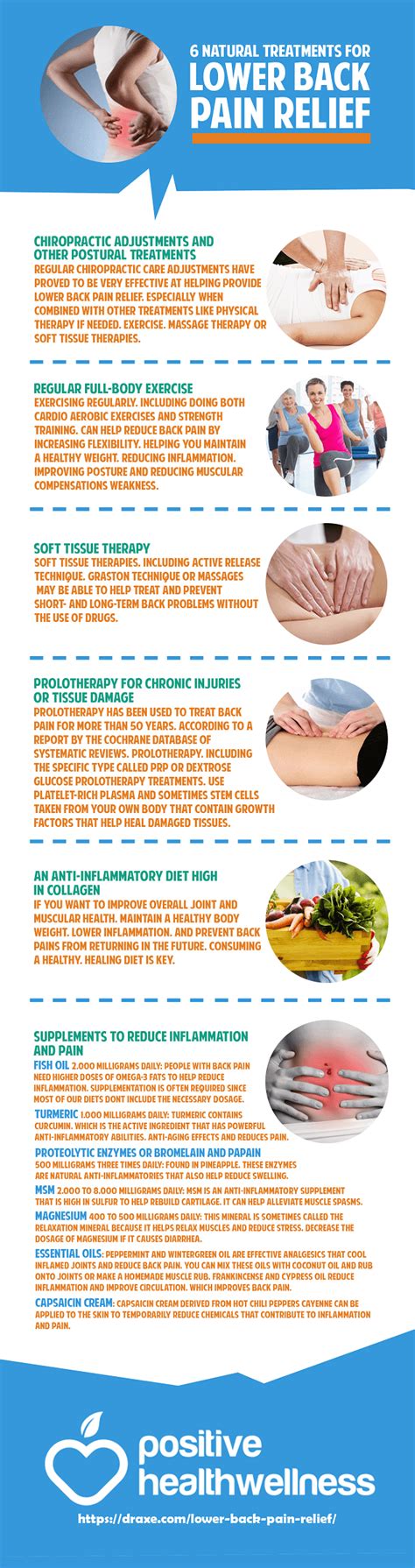 6 Natural Treatments For Lower Back Pain Relief Infographic