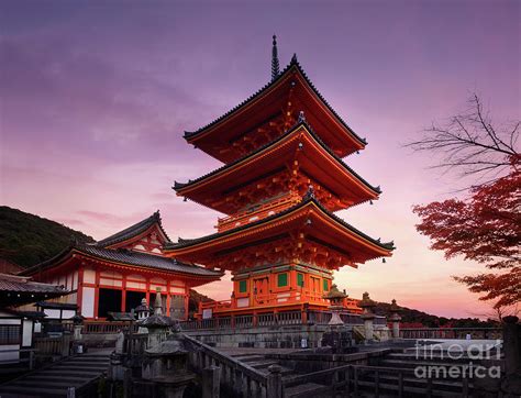 Kiyomizu Dera Temple Sanjunoto Pagoda In Kyoto Autumn Sunrise