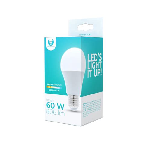 Led Bulb E27 A60 White 10w 3000k 806lm Forever Light Лампочка