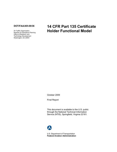 14 Cfr Part 135 Certificate Holder Functional Model Faa