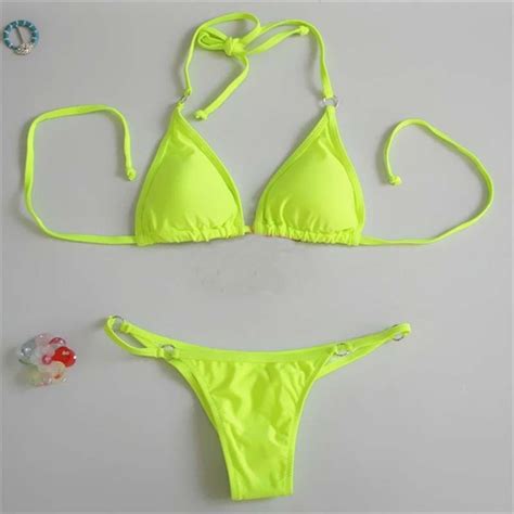 2017 Women S Solid Nude Sling Thongs Triangle Bikinis Set Swimwear