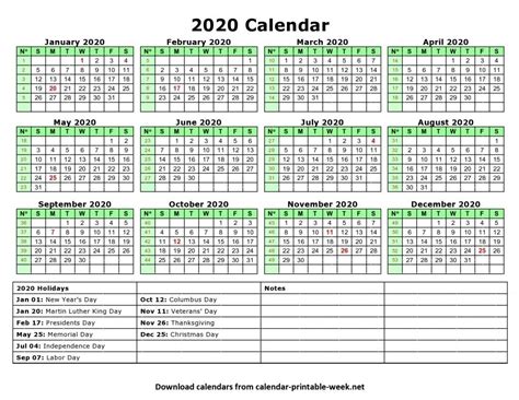 Remarkable Printable 2020 Calendar Showing Federal Holidays Holiday