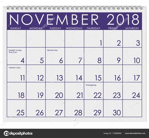 Image Of November 2018 Calendar Asesores