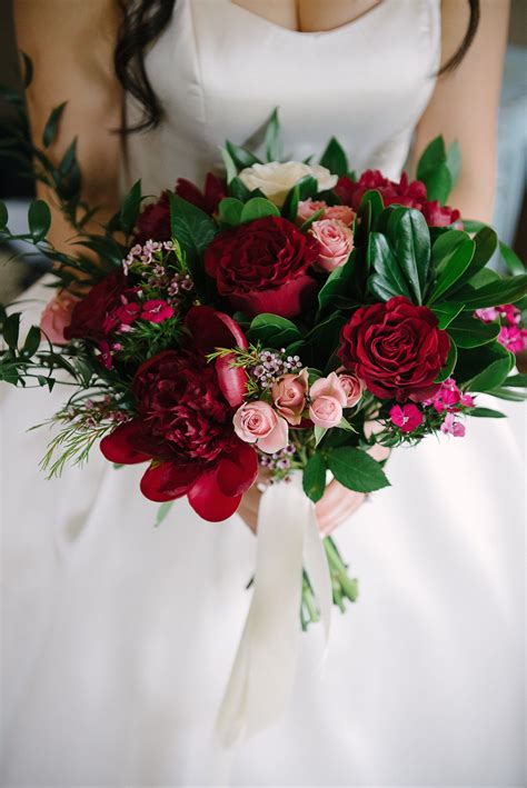 Red Peony Bouquet For A Calgary Wedding At Bvrrestaurant Photographed By Abby Dave Ww Red
