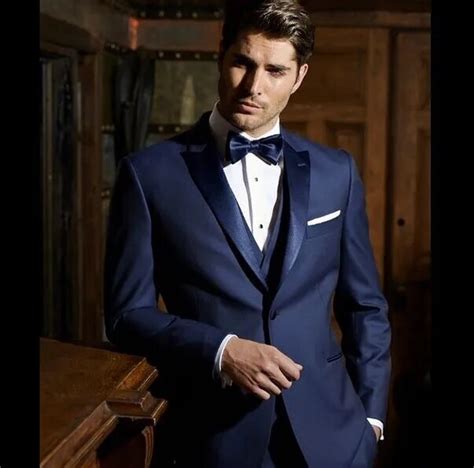 New Arrivals Navy Blue Suits Men Slim Fit Formal Tailored Groom Prom